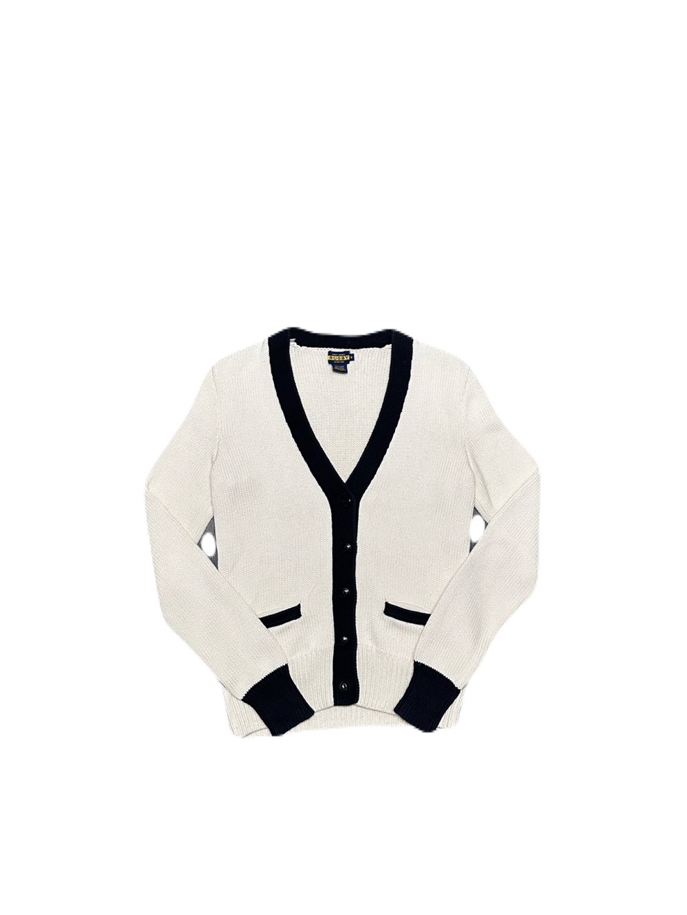 Ralph Lauren Rugby Knit Cardigan Sweater Women’s Small Cream Ivory Cotton